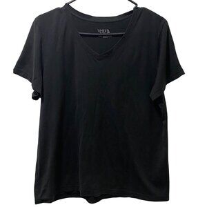 Time And Tru Womens Black V-Neck T-Shirt Size L 12-14
